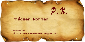 Prácser Norman névjegykártya